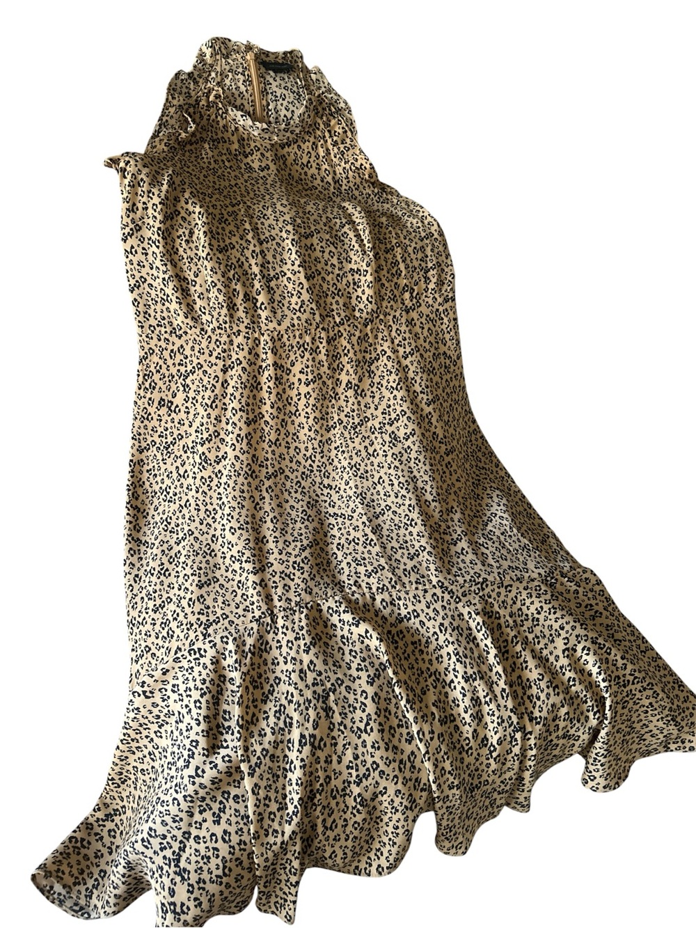 Who What Wear Beige and Black Leopard Print Midi Dress